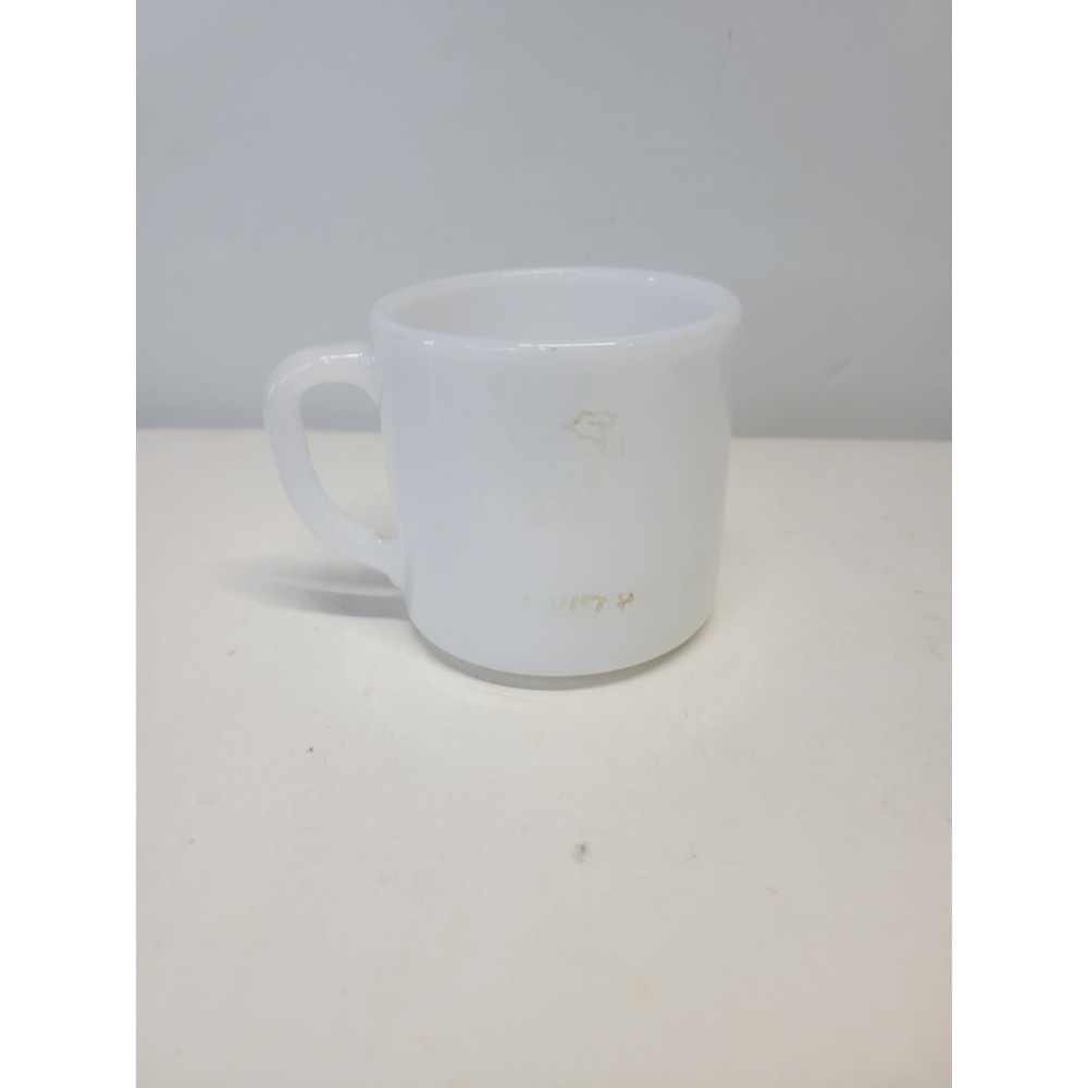 Vtg Federal F Milk Glass Mug Crowleys Christmas Lunch‎ with Santa